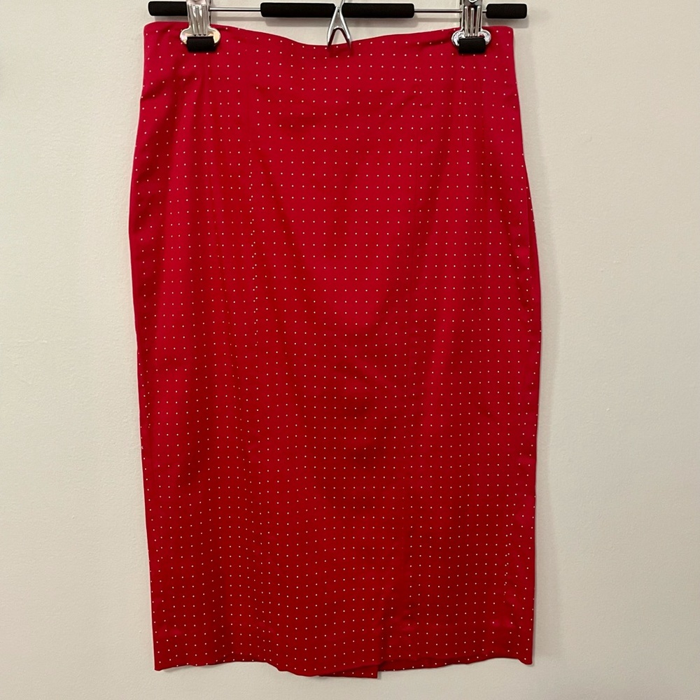 Vintage-inspired Bebe polka dot pencil skirt